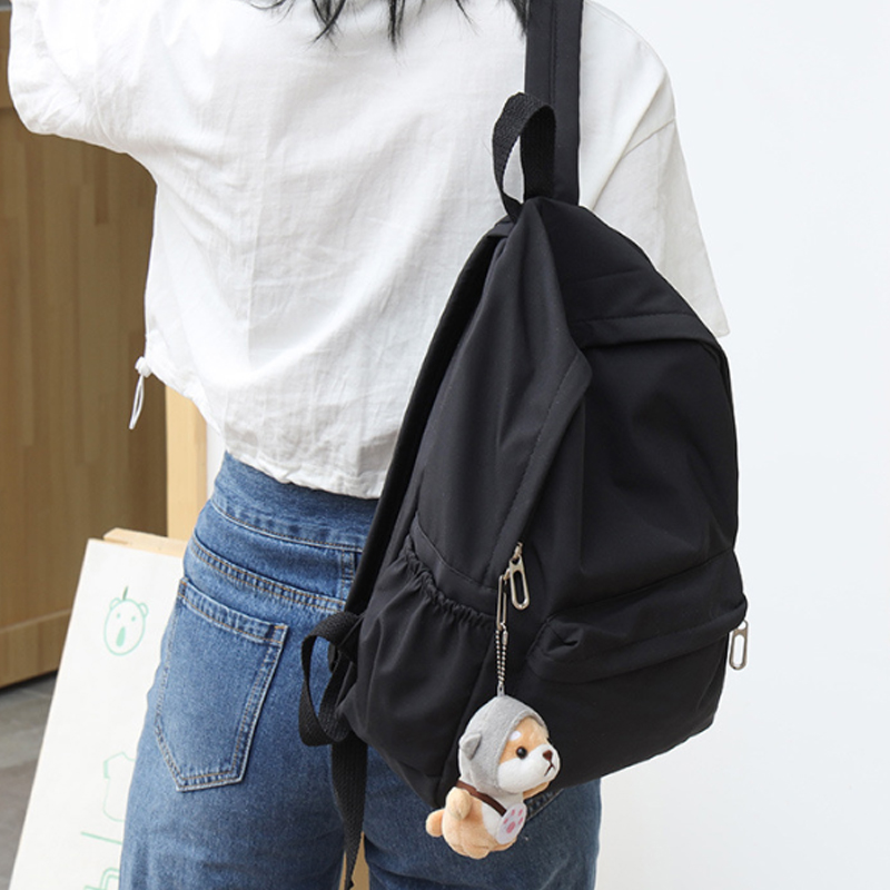 Canvas Backpack Casual - กระเป๋าเป้สะพายหลังสำหรับผู้หญิง สีพื้น ดีไซน์เรียบง่าย ทันสมัย ความจุเยอะ เหมาะสำหรับนักเรียน