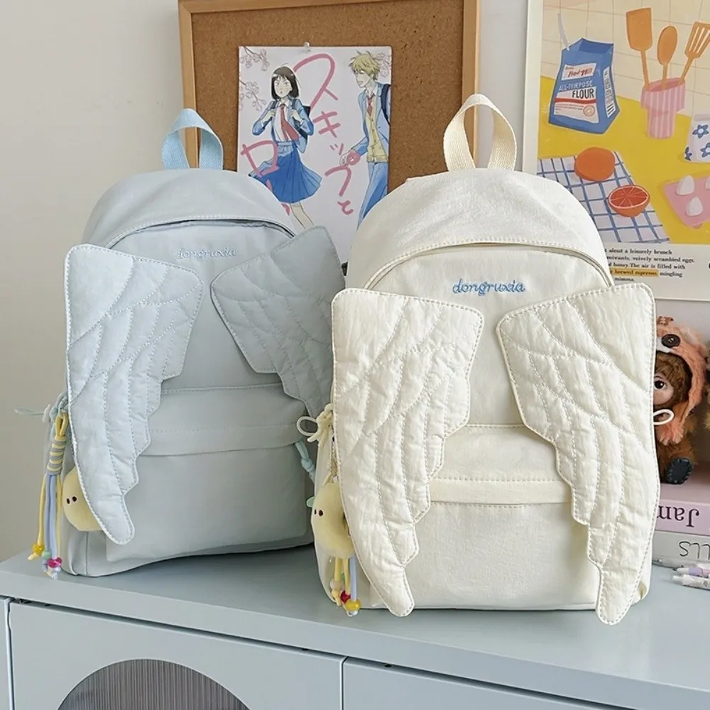 กระเป๋าเป้สะพายหลังลายปีกนางฟ้ - Canvas Backpack Casual บทวิจารณ์และราคา